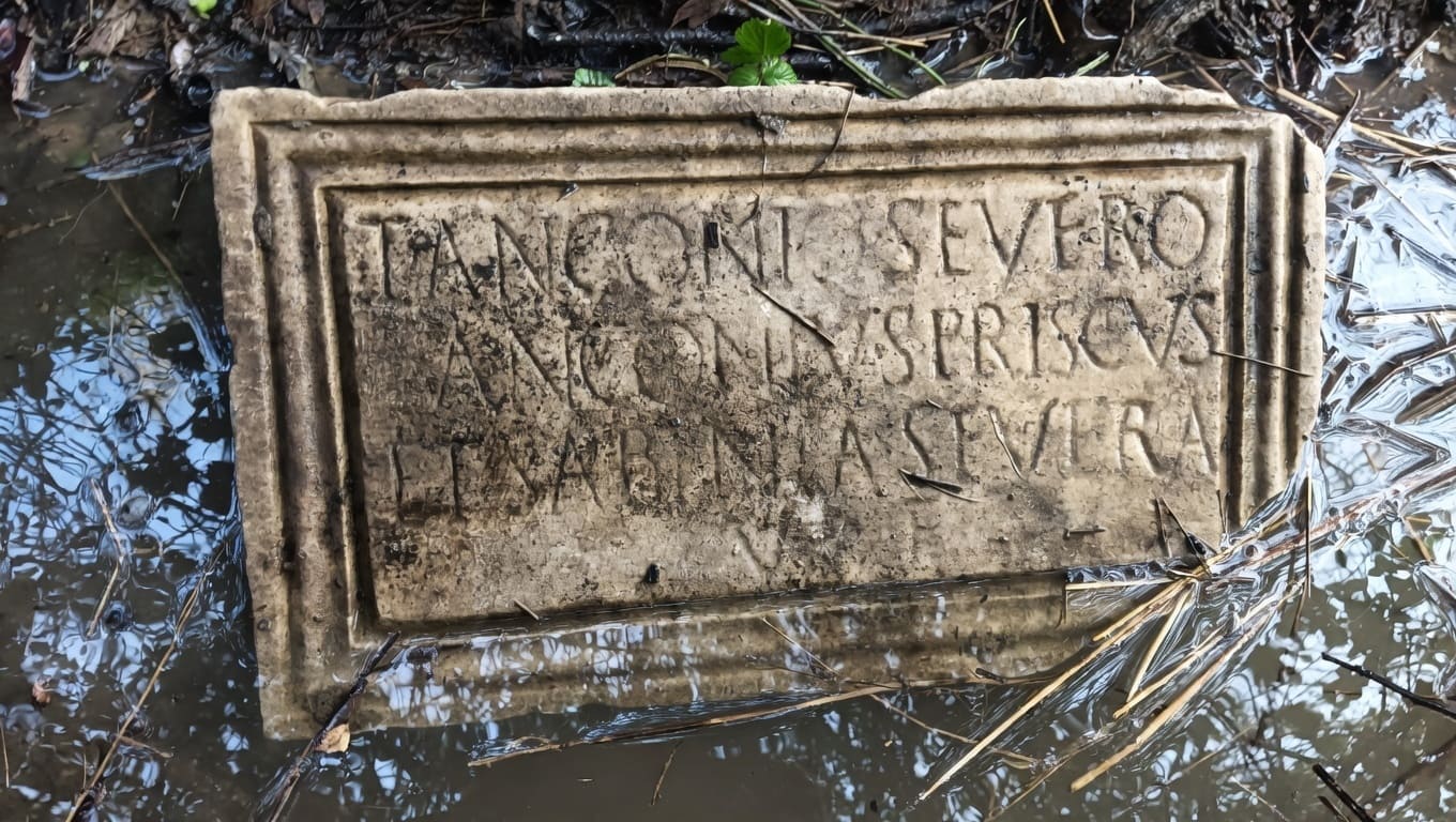 Livorno, scoperta una lapide funeraria romana in un canale. Che nasconde un piccolo mistero…