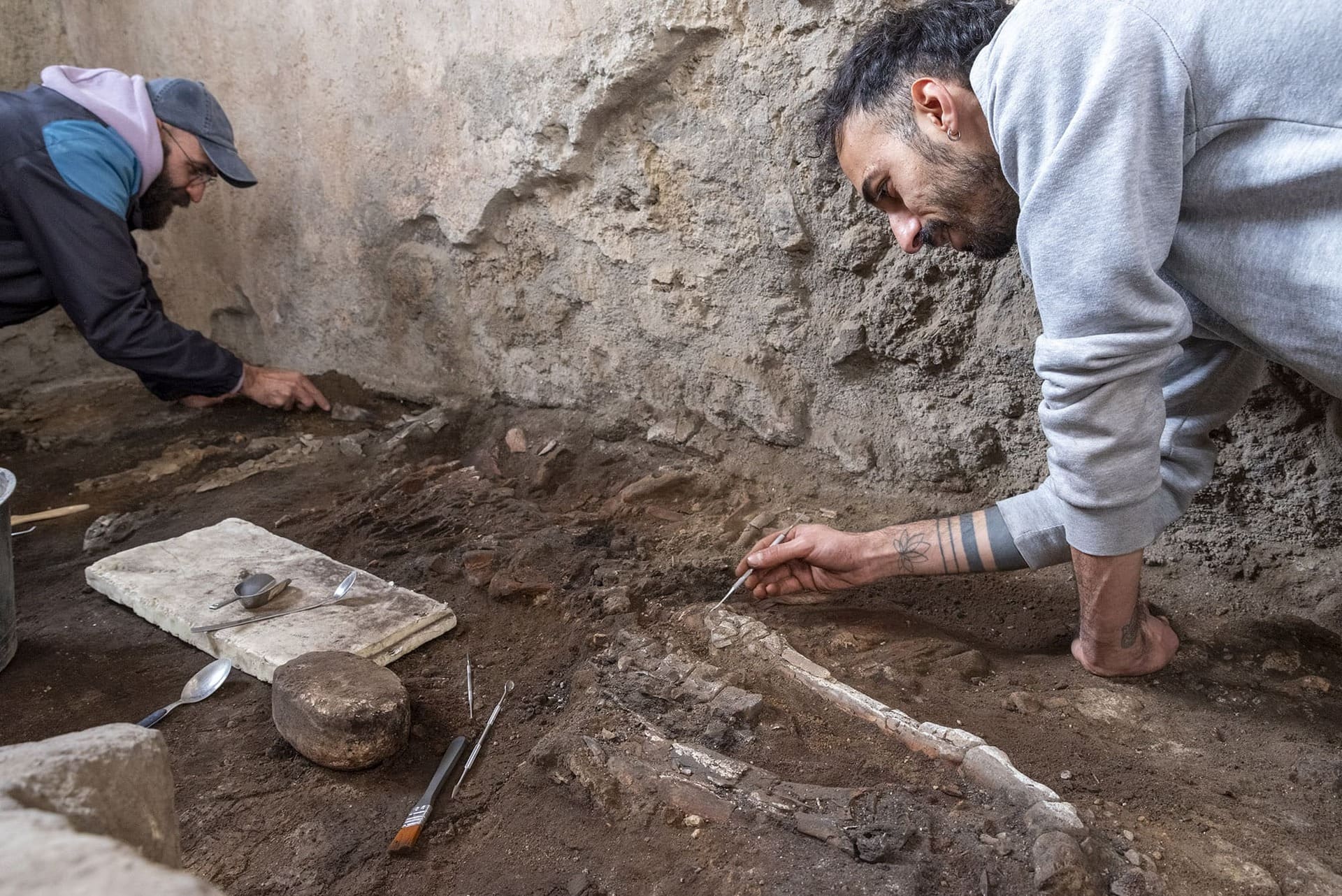 Pompei, scoperto lo scheletro di un equide nel complesso dei Casti Amanti